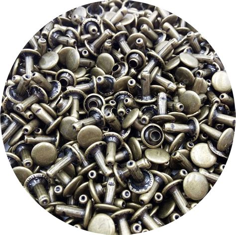 Innetoc Antique Brass Small Double Cap Rivets 100pk 7 16 Post 8mm Cap Antique Brass Amazon