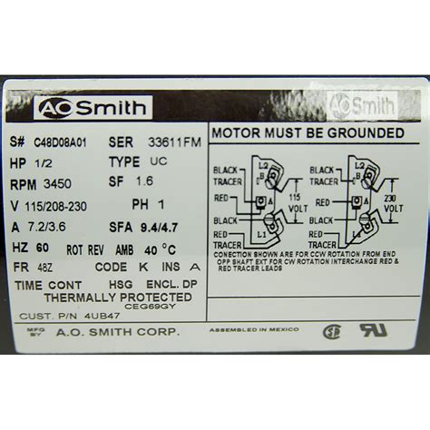 A.o.smith 1hp 2 Speed Motor Wiring Diagram Ao Smith Motor Wi