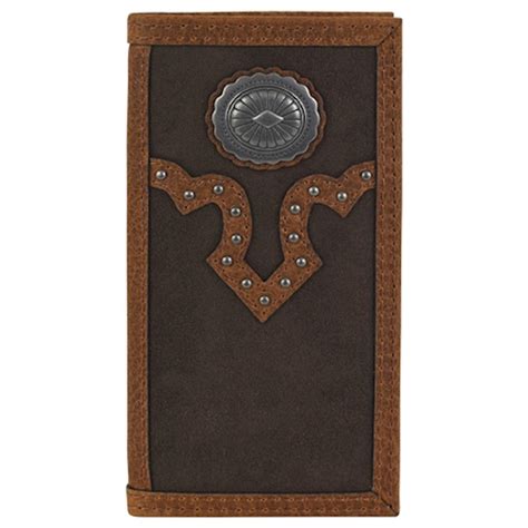 Justin Jr Rodeo Wallet Suede Brown With Yoke And Concho Fringe Western Wear