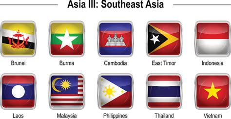 Bendera Asia 3 Asia Tenggara Ilustrasi Stok Unduh Gambar Sekarang