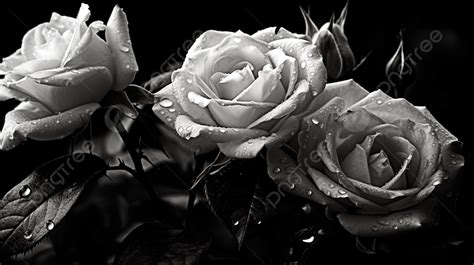 Black And White Roses With Rain Drops Background Pictures Of Black And