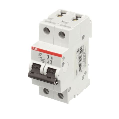 ABB S202 C4 Circuit Breaker 2 Pole C Curve 4A 6kA 480Y 277VAC