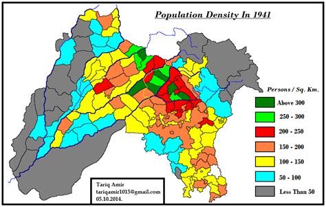 A population density map of Punjab, British India in 1941 [943 x 600 ...