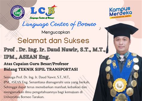 Selamat Dan Sukses Atas Capaian Guru Besar Prof Dr Ing Ir Daud