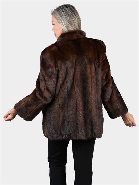 Natural Dark Mahogany Mink Fur Jacket Estate Furs