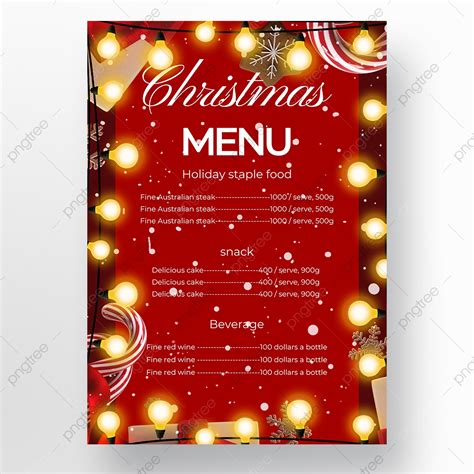 Christmas Lights Menu Design On Red Background Template Download on Pngtree