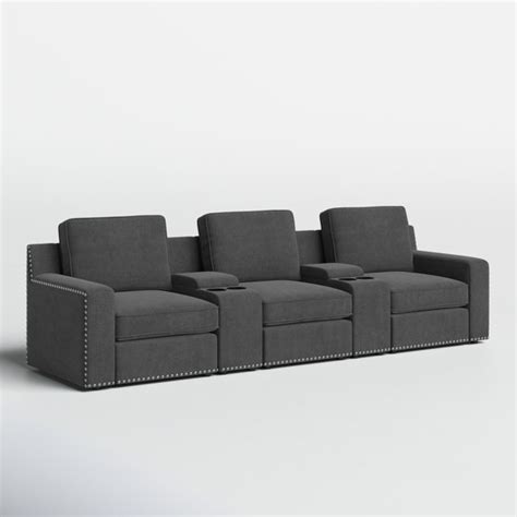 Wade Logan® 114" Wide Home Theater Sofa with Cup Holder & Reviews | Wayfair