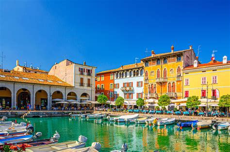 Old Harbour Porto Vecchio With Boats In Desenzano Del Garda