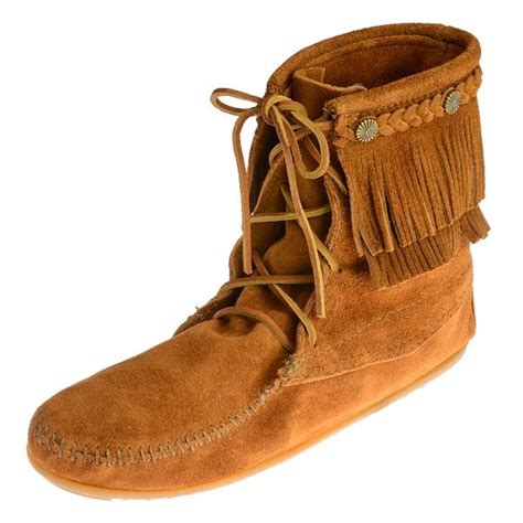 Minnetonka Moccasins 622 Womens Double Fringe Tramper Boot Brown