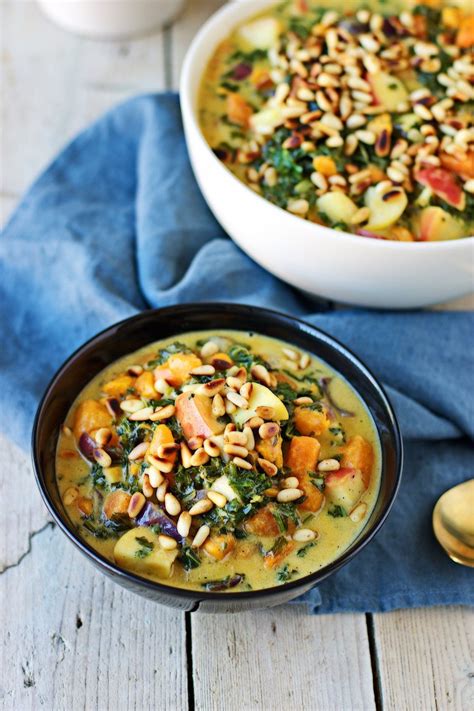 Vegan Sweet Potato Soup With Kale Contentedness Cooking