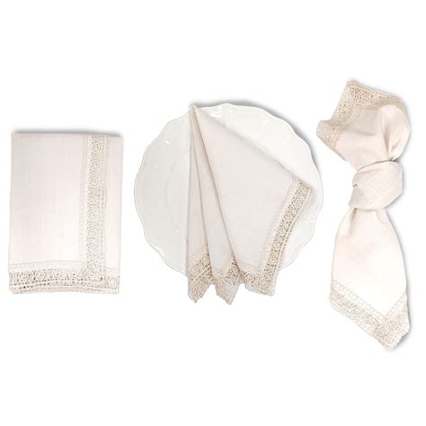 Joni Ivory Lace Trimmed Napkin Town Country Event Rentals