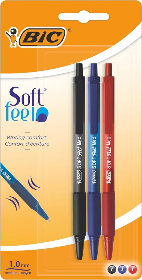 Bic Soft Feel Retractable Ballpoint Pens With Rubber Grip