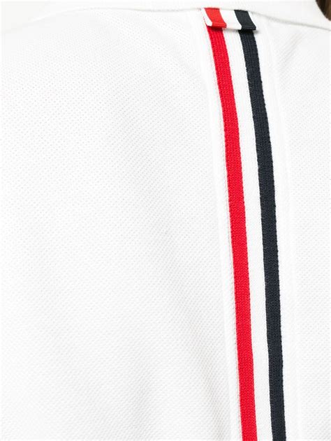 Thom Browne Relaxed Fit Short Sleeve Polo With Center Back Red White