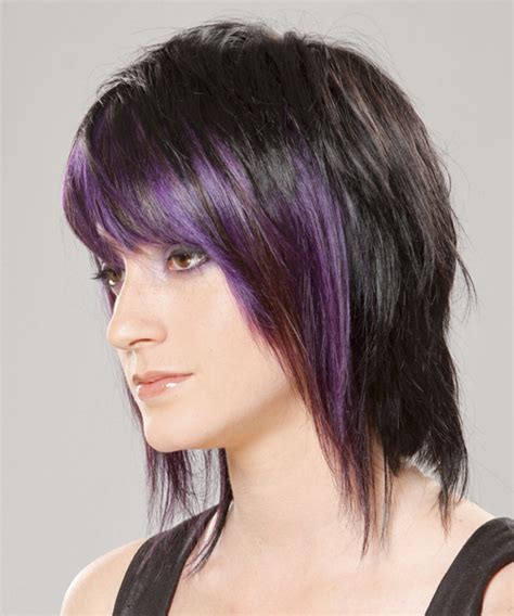 Straight Shoulder Length Emo Hairstyle With Razor Cut Bangs