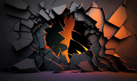 Modern And Creative Abstract 3d Cracked Wall Background For Interior