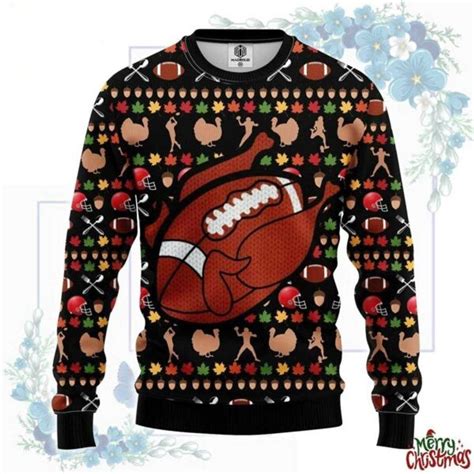 Turkey Rugby Ball Ugly Christmas Sweater Boomcomeback