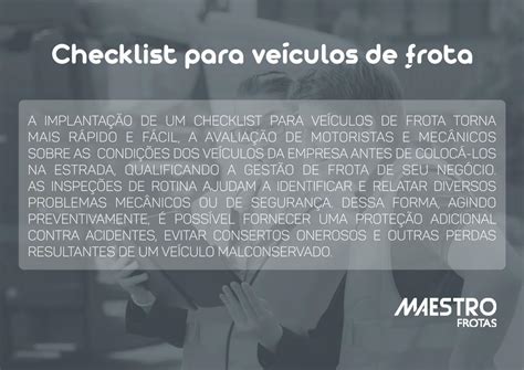 Pdf Checklist Para Ve Culos De Frota Maestro Frotasblog