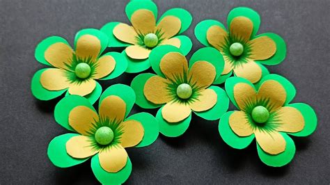 Green And Yellow Paper Flower Simple Paper Flower Easy Paper Craft