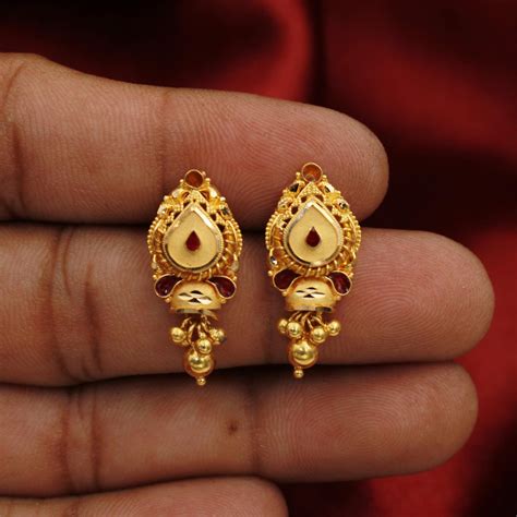 Buy Rajasthani 22k Gold Earrings Handmade Vintage Traditional Solid