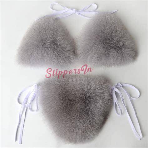 Fluffy Fur Bikini Adjustable Fur Bathing Suit