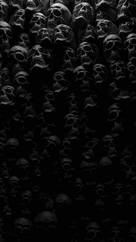 Skulls Black, dark, gris, halloween, oled, scary, skull, HD phone wallpaper | Peakpx