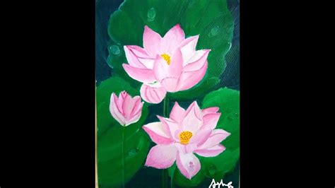 Lotus flower acrylic painting tutorial ll quick and easy for beginners ...