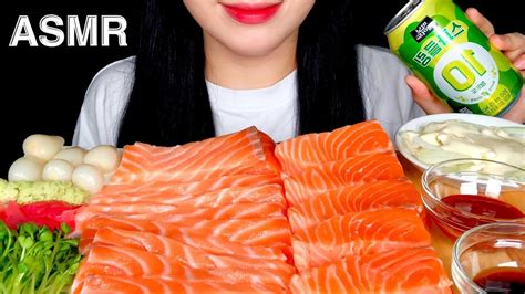 Asmr Salmon Sashimi Eating Sounds Mukbang