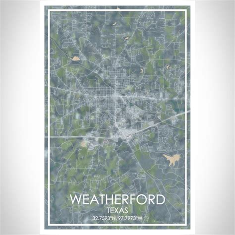 Weatherford - Texas Map Print in Afternoon — JACE Maps