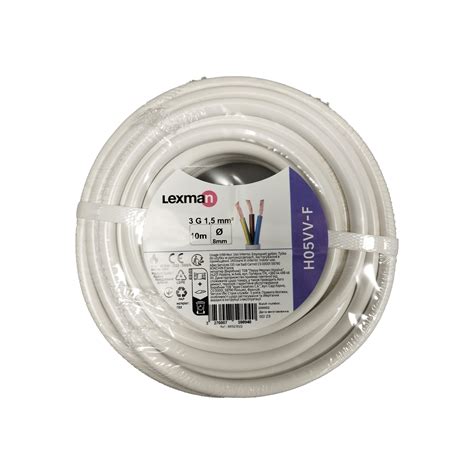 Cavo elettrico flessibile bianco H05VV F 3 x 1 5 mm² 10 m LEXMAN