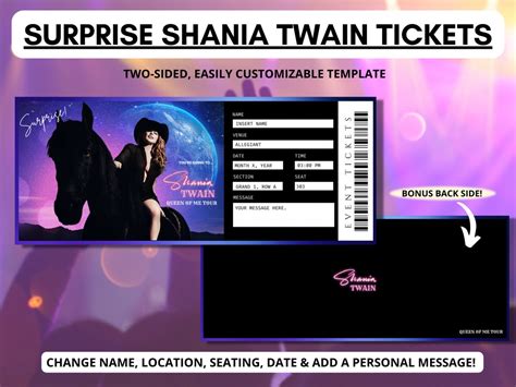 Editable Shania Twain Ticket Template Surprise Concert Etsy Canada