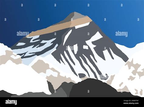 Mount Everest From Nepal Side As Seen From Gokyo Vector Illustration