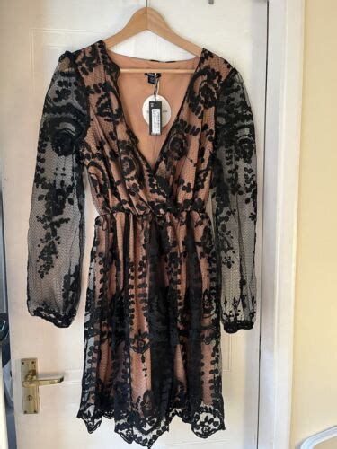 Black And Nude Lace Dress Size 16 EBay