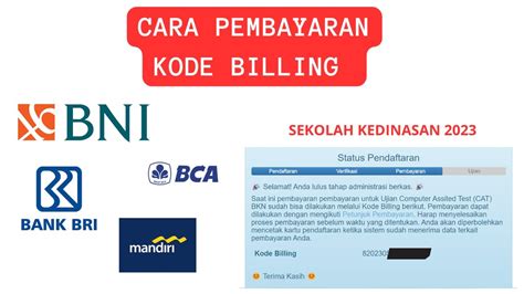 CARA PEMBAYARAN KODE BILLING SEKOLAH KEDINASAN 2023 YouTube