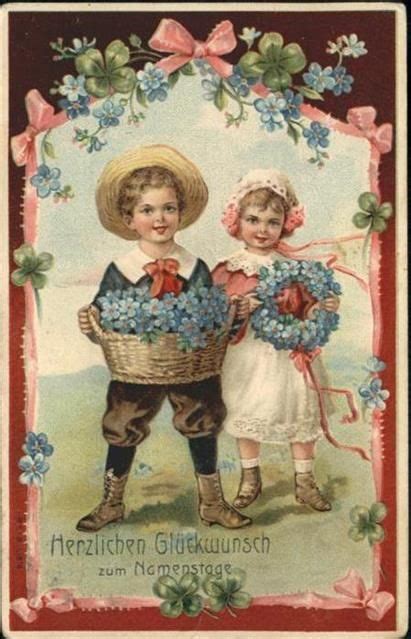 Namenstag Namenskarte Blumen Korb Kinder Cartes Postales