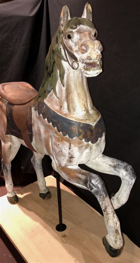 Philadelphia Toboggan Co Polychrome Carved Wooden Carousel Horse At