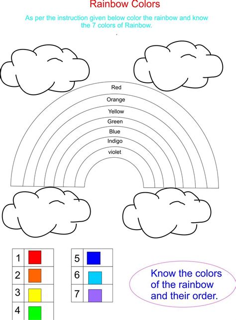 rainbow worksheet  preschool  printable templates
