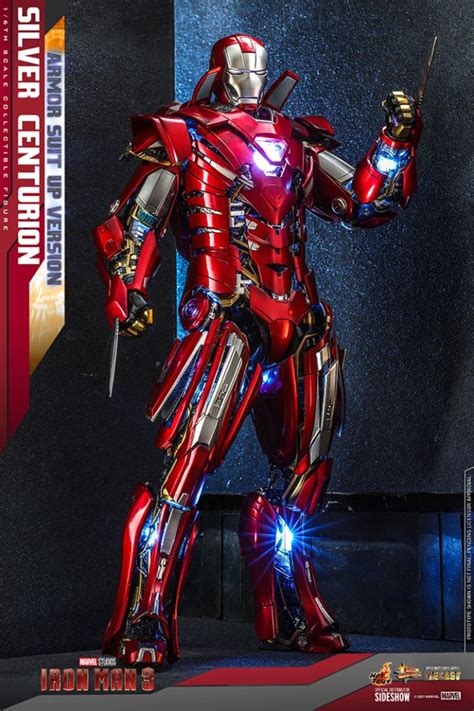 Pre Order Julio 2023 Hot Toys 16 Iron Man 3 Silver Centurion Armor Suit Up Version 32 Cm