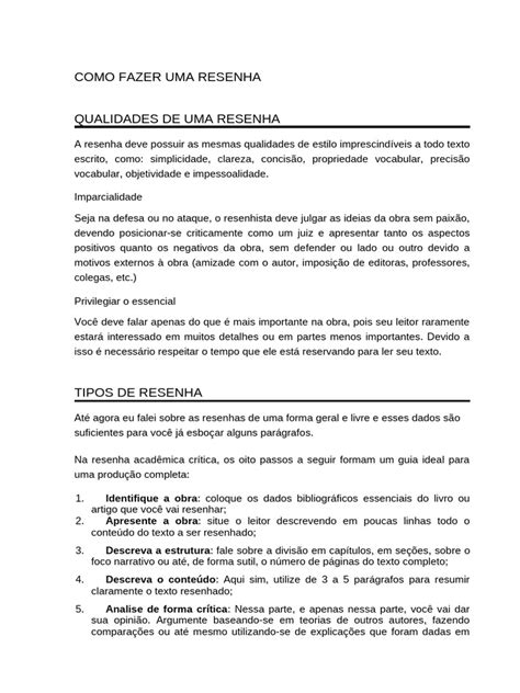 Quem Costuma Escrever Resenhas - Guia Completo para Escrever Resenhas | PDF | Autor | Livros