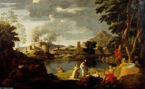 Artwork Replica Landscape With Orpheus And Eurydice By Nicolas Poussin