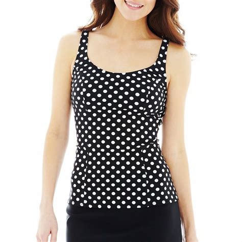 Jcpenney St Johns Bay® Polka Dot Princess Seam Tankini Swim Top