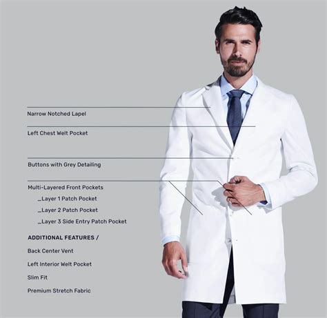 Mens Osler Slim Fit 36 12 Lab Coat Medelita