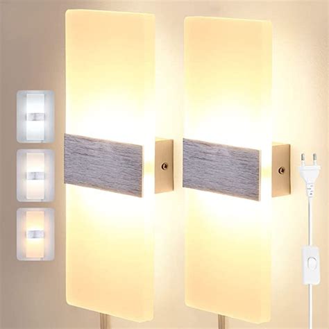 Glighone 2 x 12 W Wall Lights LED Indoor Modern Dimmable Wall Lamp AM1 ...