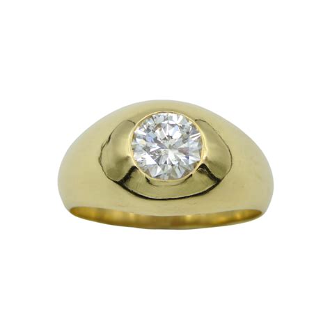 Bague Jonc Anglais En Or Jaune Cts Avec Un Diamant De Cts J P