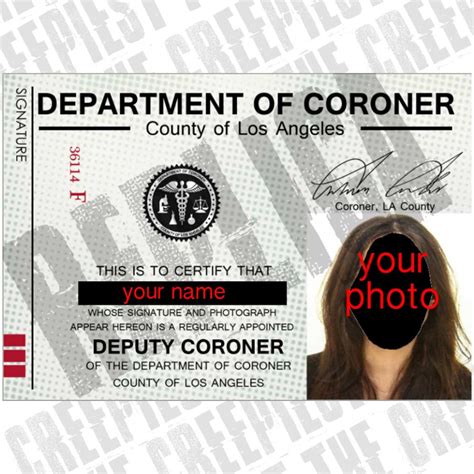 Department of Coroner Card Badge County of Los Angeles Props - Etsy