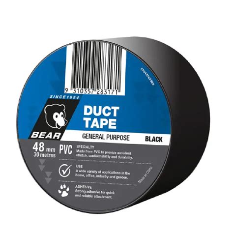 BEAR General Purpose PVC DUCT Tape BLACK 48MM X 30M