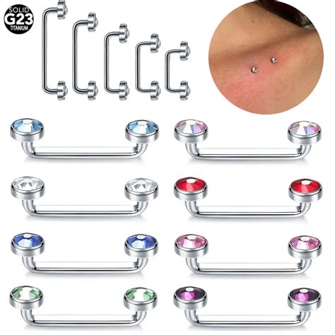 1pc Titanium Piercings 14g Internal Thread Crystal Cz Surface Bar