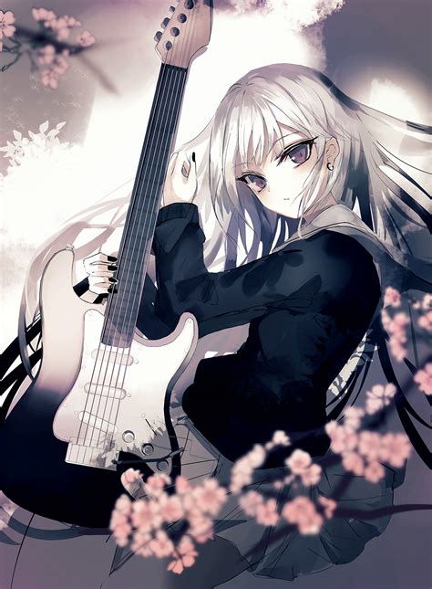 Anime Girl Playing Electric Guitar