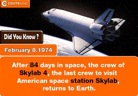 Fact On February 81974 After 84 Days In Space The Crew Of Skylab