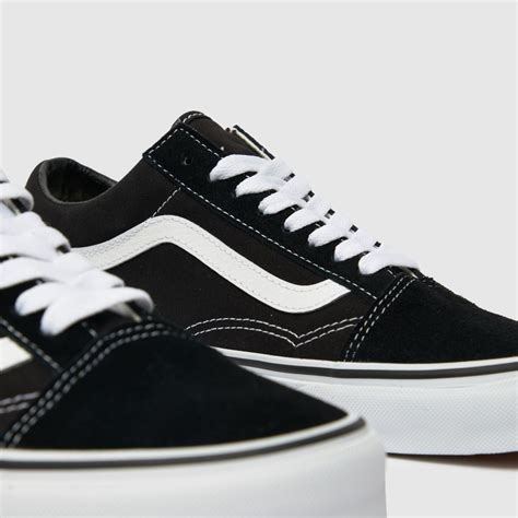 Womens Black White Vans Old Skool Trainers Schuh