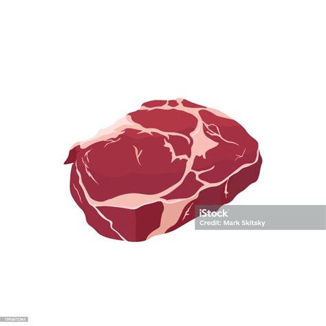 Ilustrasi Vektor Steak Daging Sapi Mentah Dari Daging Dengan Gaya Datar Ilustrasi Stok Unduh